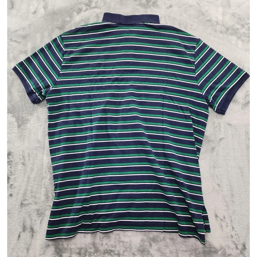 Vintage 90s Ralph Lauren Shirt Mens XL Blue Green Striped Custom Fit Polo Preppy